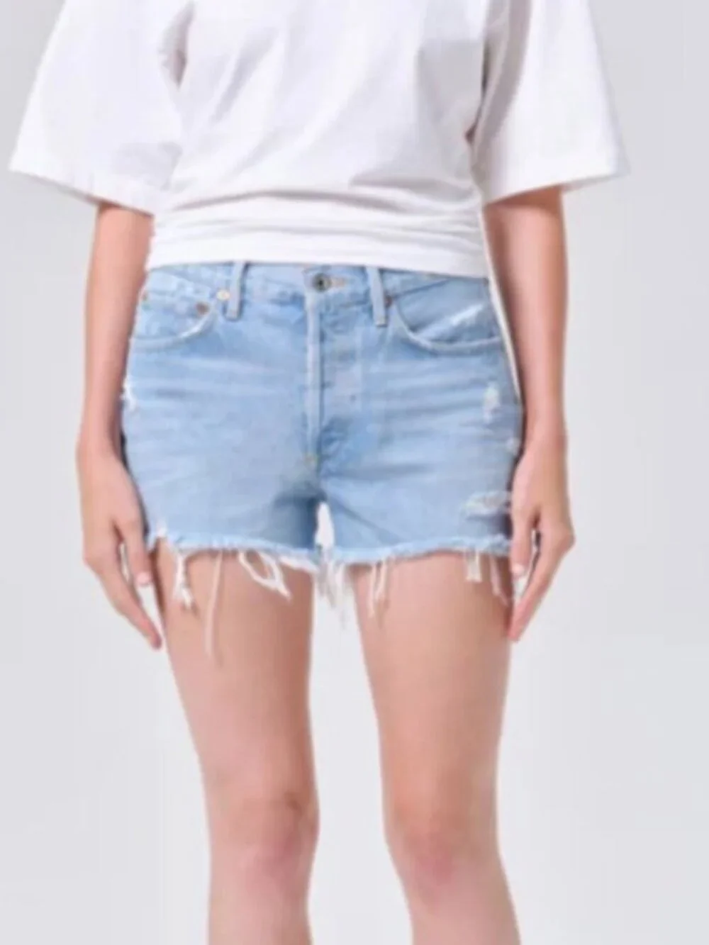 AGOLDE Parker Jean Shorts in Swapmeet Light Wash Blue Size 30 - Picture 3 of 12